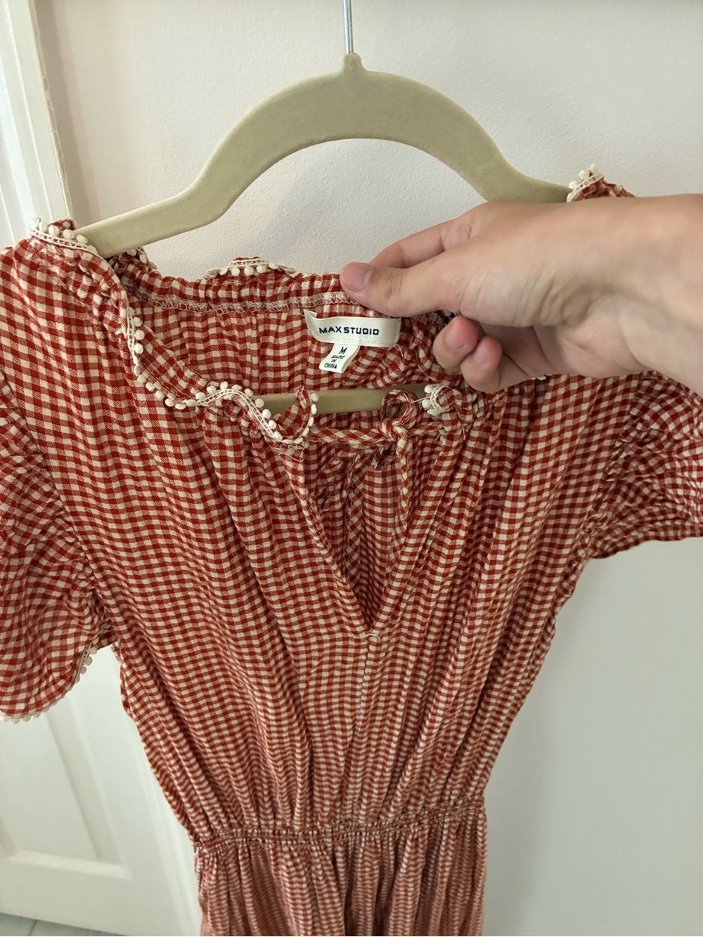 Max Studio Rust Gingham Maxi Dress with Ruffle Trim - Picture 2 of 2